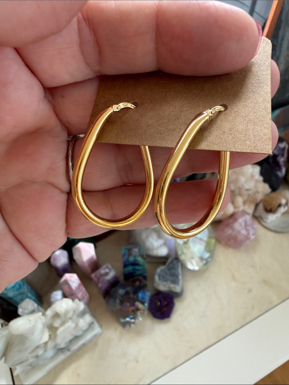 Gold Plated Bronze Italy Loop Hoop Earrings - Classic Women's Jewelry